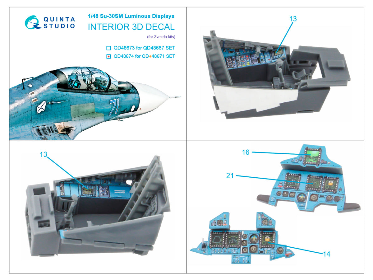 Sukhoi Su-30SM luminous displays for QD+48671 set (designed to be used with Zvezda kits)