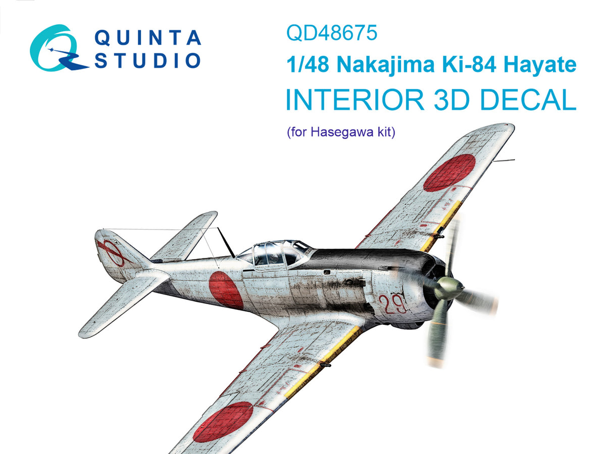 Nakajima Ki-84 Hayate 3D-Printed & coloured Interior on decal paper (designed to be used with Hasegawa kits)