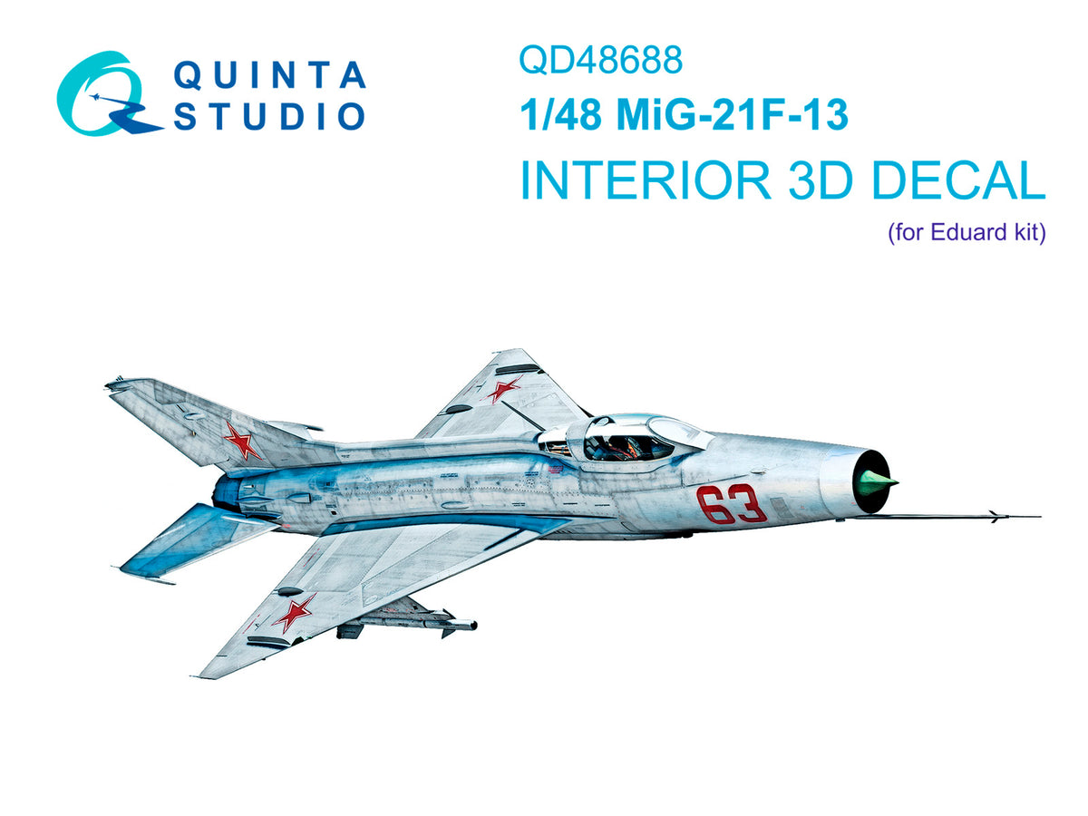 Mikoyan MiG-21F-13 3D-Printed & coloured Interior on decal paper  (designed to be used with Eduard kits)