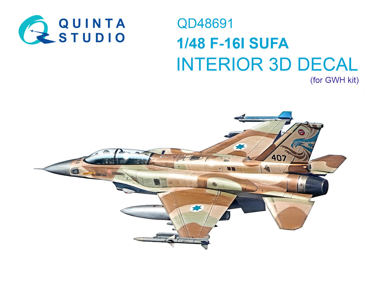 Lockheed-Martin F-16I SUFA 3D-Printed & coloured Interior on decal paper (designed to be used with Great Wall Hobby kits)