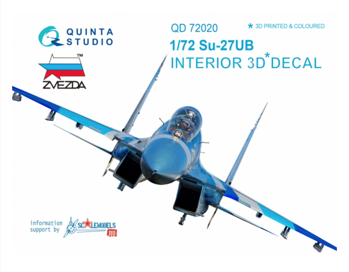 Sukhoi Su-27UB 3D-Printed coloured Interior on decal paper (designed to be used with Zvezda kits)
