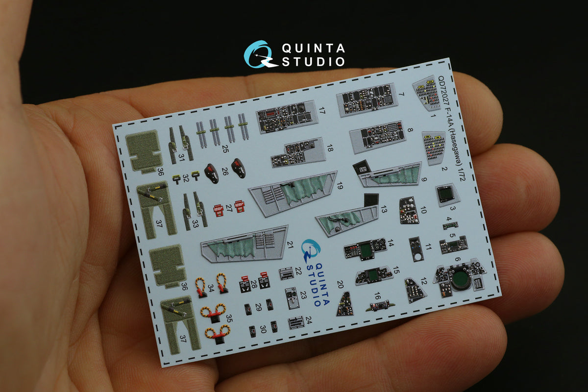 Grumman F-14A Tomcat 3D-Printed coloured Interior on decal paper (designed to be used with Hasegawa kits)
