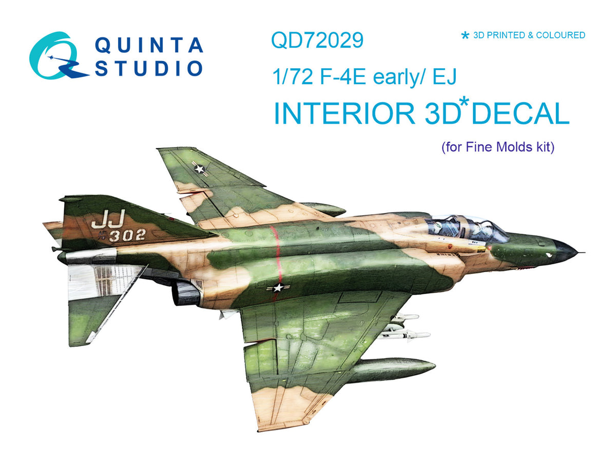 McDonnell F-4E early/F-4EJ Phantom 3D-Printed coloured Interior on decal paper (designed to be used with Fine Molds kits)