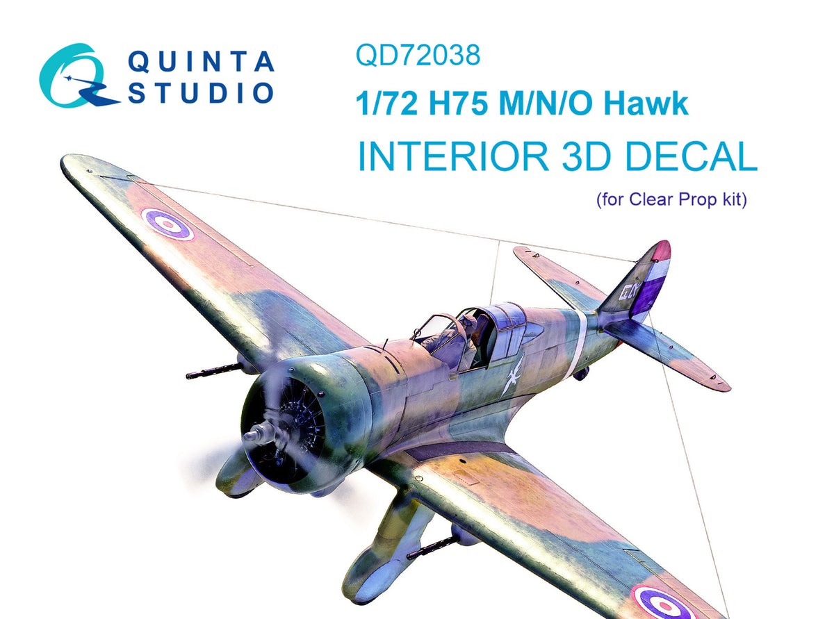 Curtiss H-75M/H-75N/H-75O 3D-Printed coloured Interior on decal paper (designed to be used with Clear Prop Models kits)