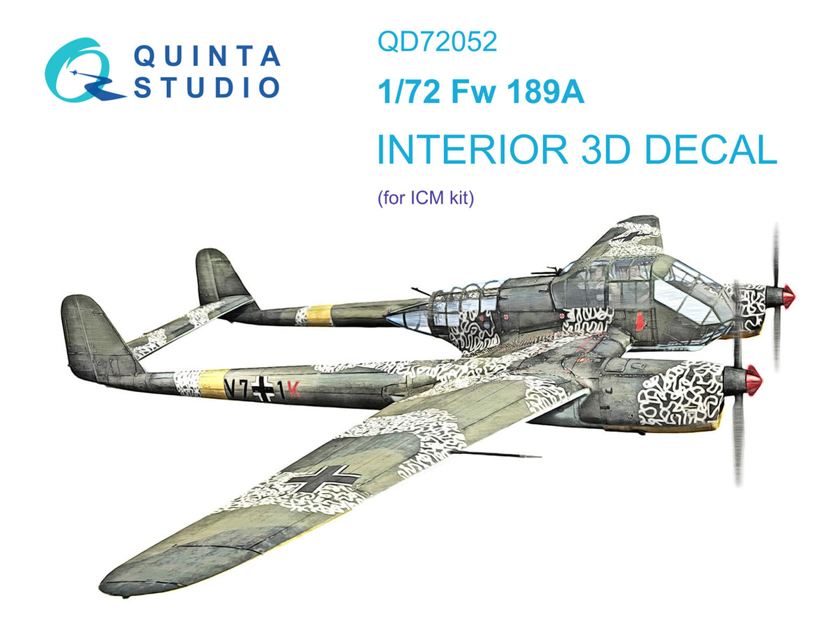 Focke-Wulf Fw-189A-1 3D-Printed coloured Interior on decal paper (designed to be used with ICM UA UK kits)