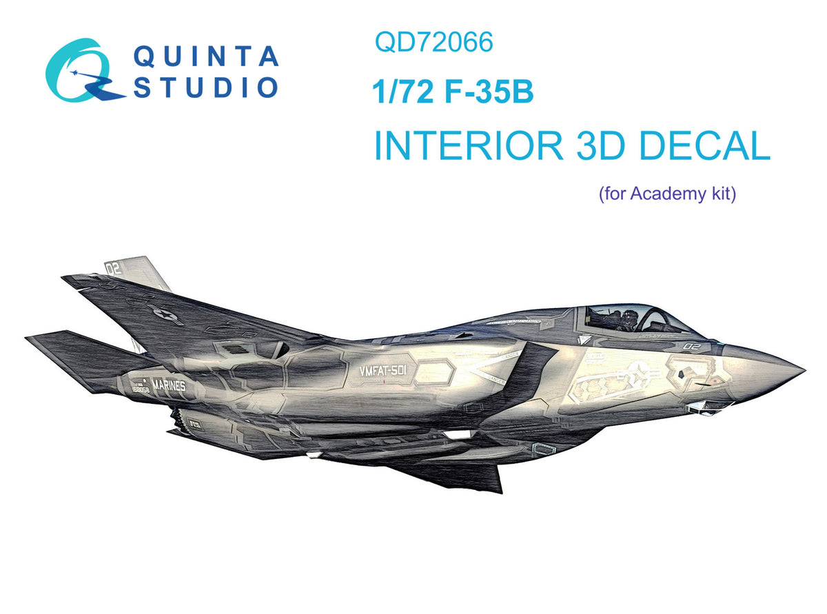 Lockheed-Martin F-35B Lightning II 3D-Printed coloured Interior on decal paper (designed to be used with Academy kits)