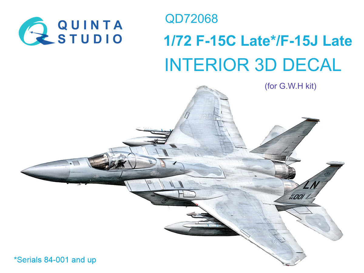 McDonnell F-15C Eagle Late/F-15J Late 3D-Printed coloured Interior on decal paper (designed to be used with Great Wall Hobby kits)