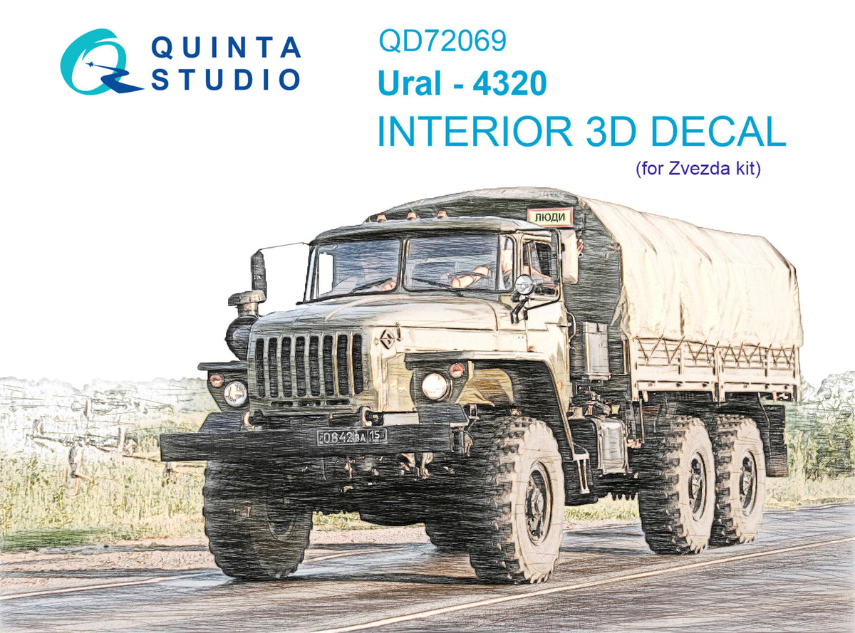 URAL 4320 3D-Printed coloured Interior on decal paper (designed to be used with Zvezda kits)