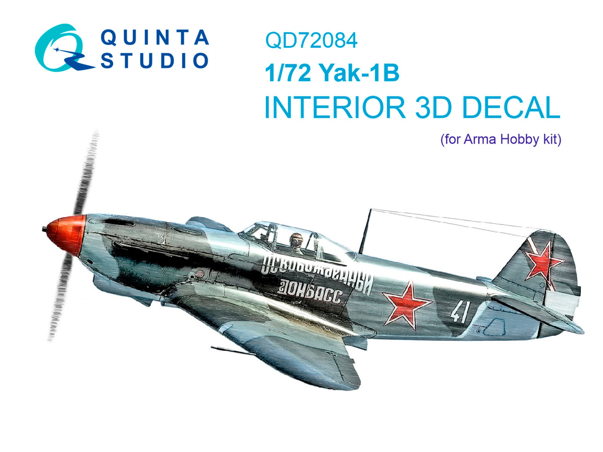 Yakovlev Yak-1B 3D-Printed coloured Interior on decal paper (designed to be used with Arma Hobby kits)