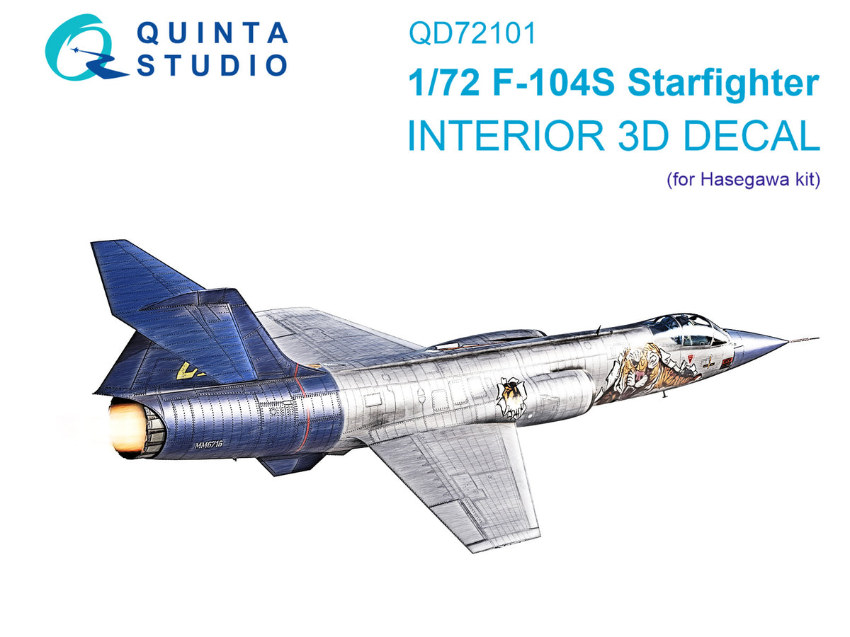 Lockheed F-104S 3D-Printed & coloured Interior on decal paper(designed to be used with Hasegawa kits)