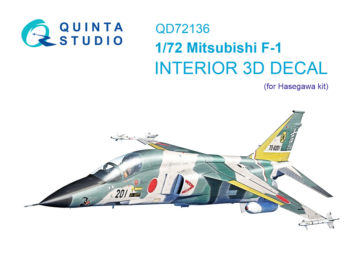Mitsubishi F-1 3D-Printed coloured Interior on decal paper (designed to be used with Hasegawa kits)