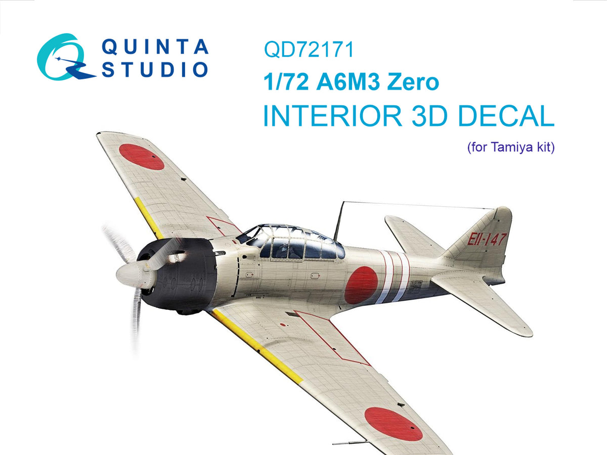 Mitsubishi A6M3 Zero 3D-Printed coloured Interior on decal paper (designed to be used with Tamiya kits)
