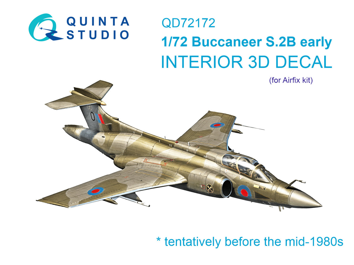 Blackburn Buccanneer S.2B Early 3D-Printed coloured Interior on decal paper (designed to be used with Airfix kits)