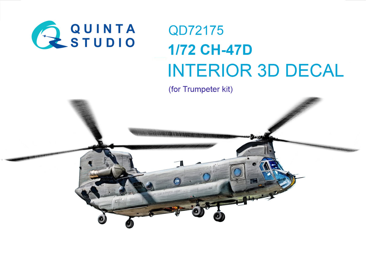 Boeing CH-47D Chinook 3D-Printed coloured Interior on decal paper (designed to be used with Trumpeter kits)