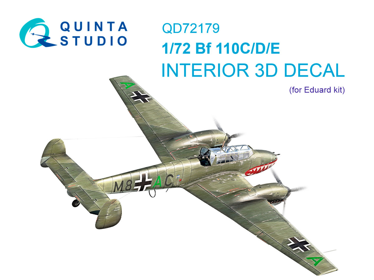 Messerschmitt Bf-110C/Bf-110D/Bf-110E 3D-Printed coloured Interior on decal paper (designed to be used with Eduard kits)[Bf-110C/D]