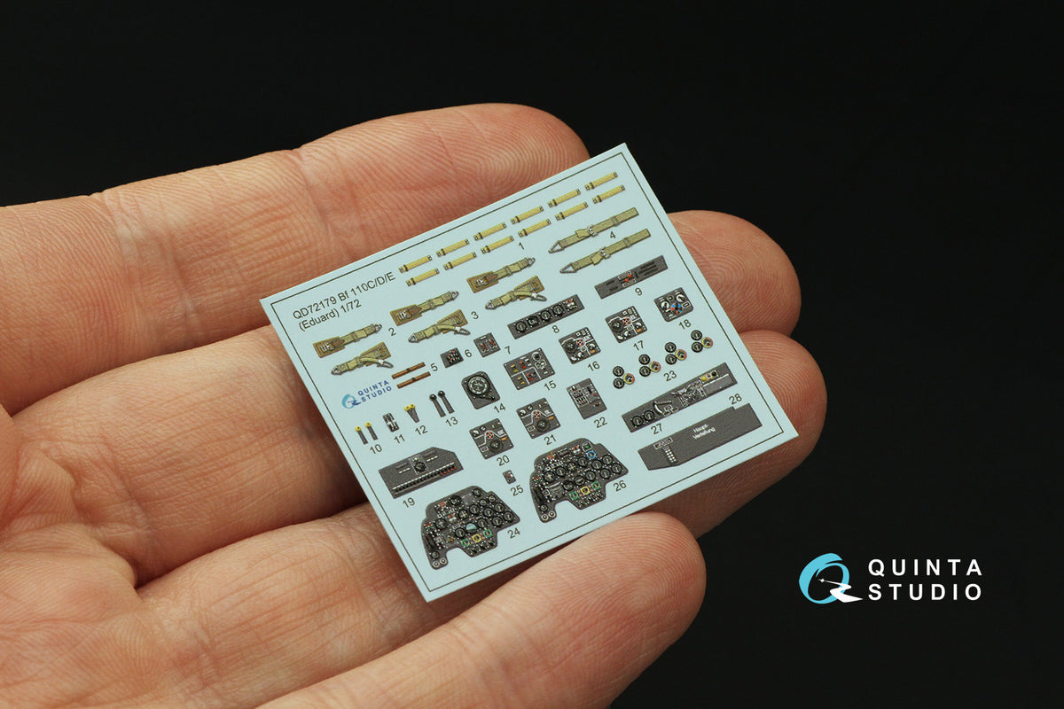 Messerschmitt Bf-110C/Bf-110D/Bf-110E 3D-Printed coloured Interior on decal paper (designed to be used with Eduard kits)[Bf-110C/D]
