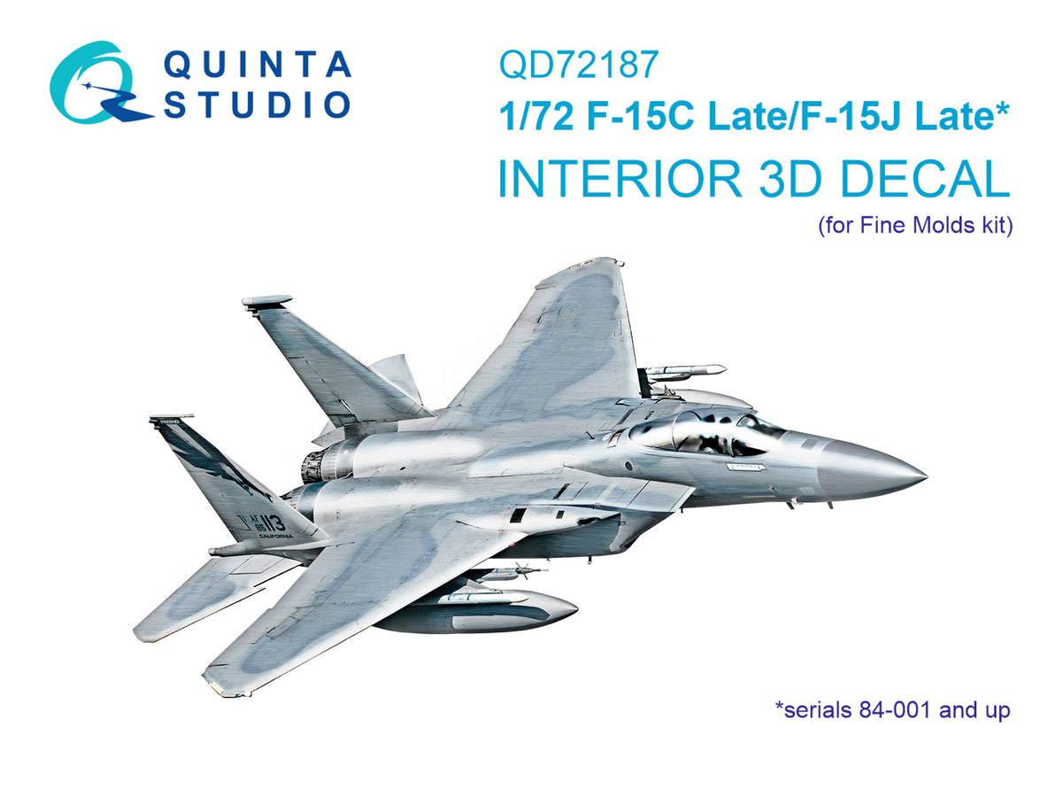 McDonald F-15C Late/F-15J Eagle Late 3D-Printed coloured Interior on decal paper (designed to be used with Fine Molds kits)