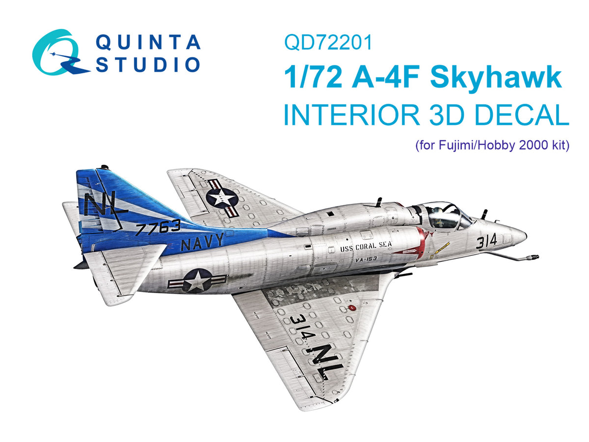 Douglas A-4F Skyhawk 3D-Printed & coloured Interior on decal paper (designed to be used with Fujimi and Hobby 2000 kits)