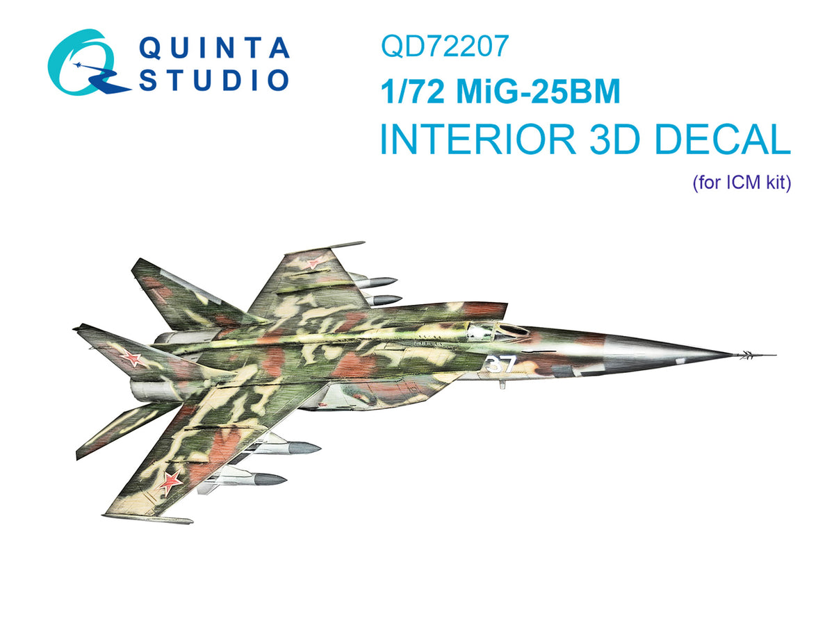 Mikoyan MiG-25BM 3D-Printed & coloured Interior on decal paper (designed to be used with ICM UA UK kits)