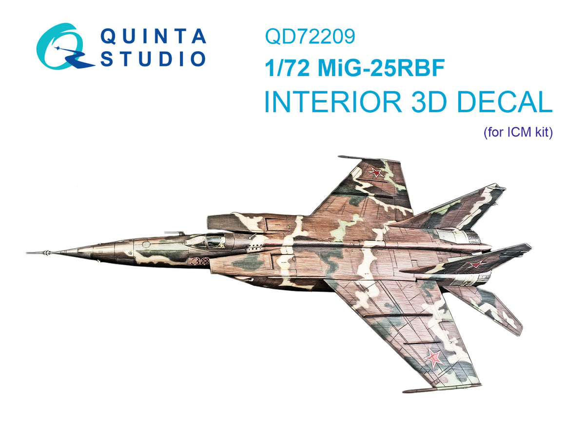 Mikoyan MiG-25RBF 3D-Printed & coloured Interior on decal paper (designed to be used with ICM UA UK kits)