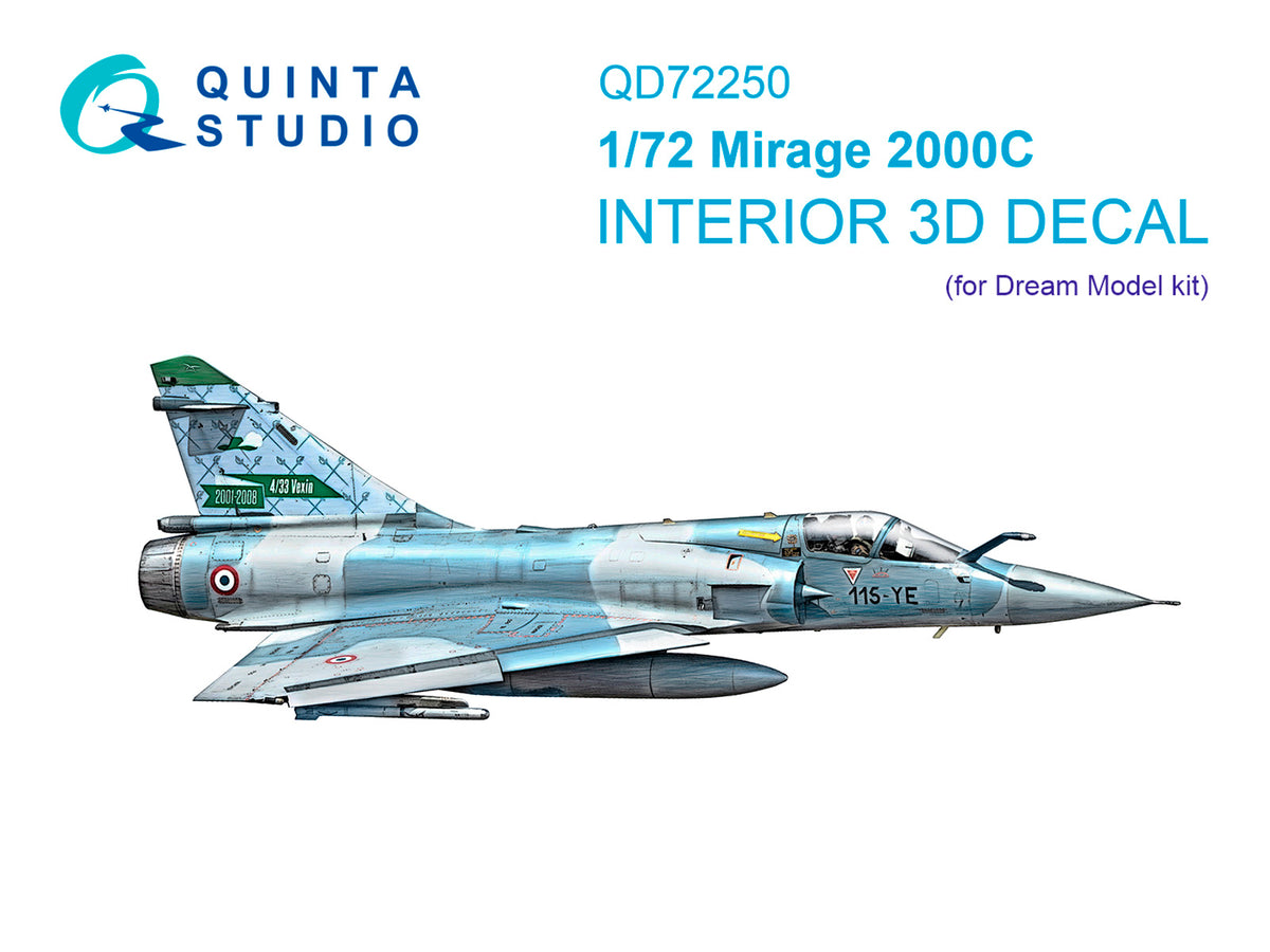 Dassault_Mirage 2000C 3D-Printed & coloured Interior on decal paper (designed to be used with Dream Model kits)
