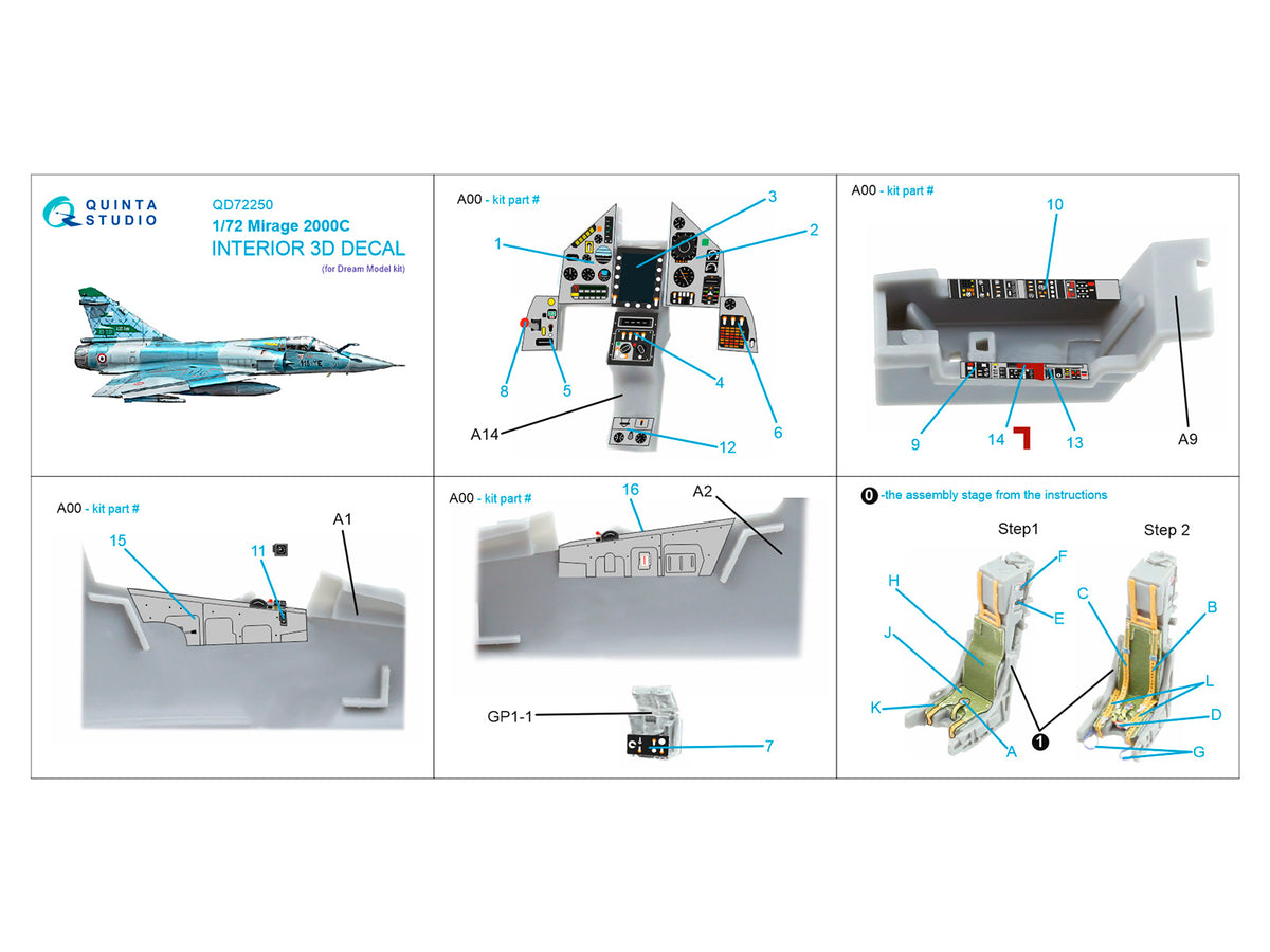 Dassault_Mirage 2000C 3D-Printed & coloured Interior on decal paper (designed to be used with Dream Model kits)
