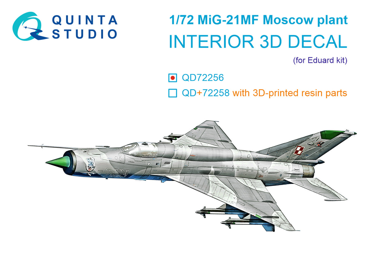 Mikoyan MiG-21MF (Moscow plant) 3D-Printed & coloured Interior on decal paper (designed to be used with Eduard kits)