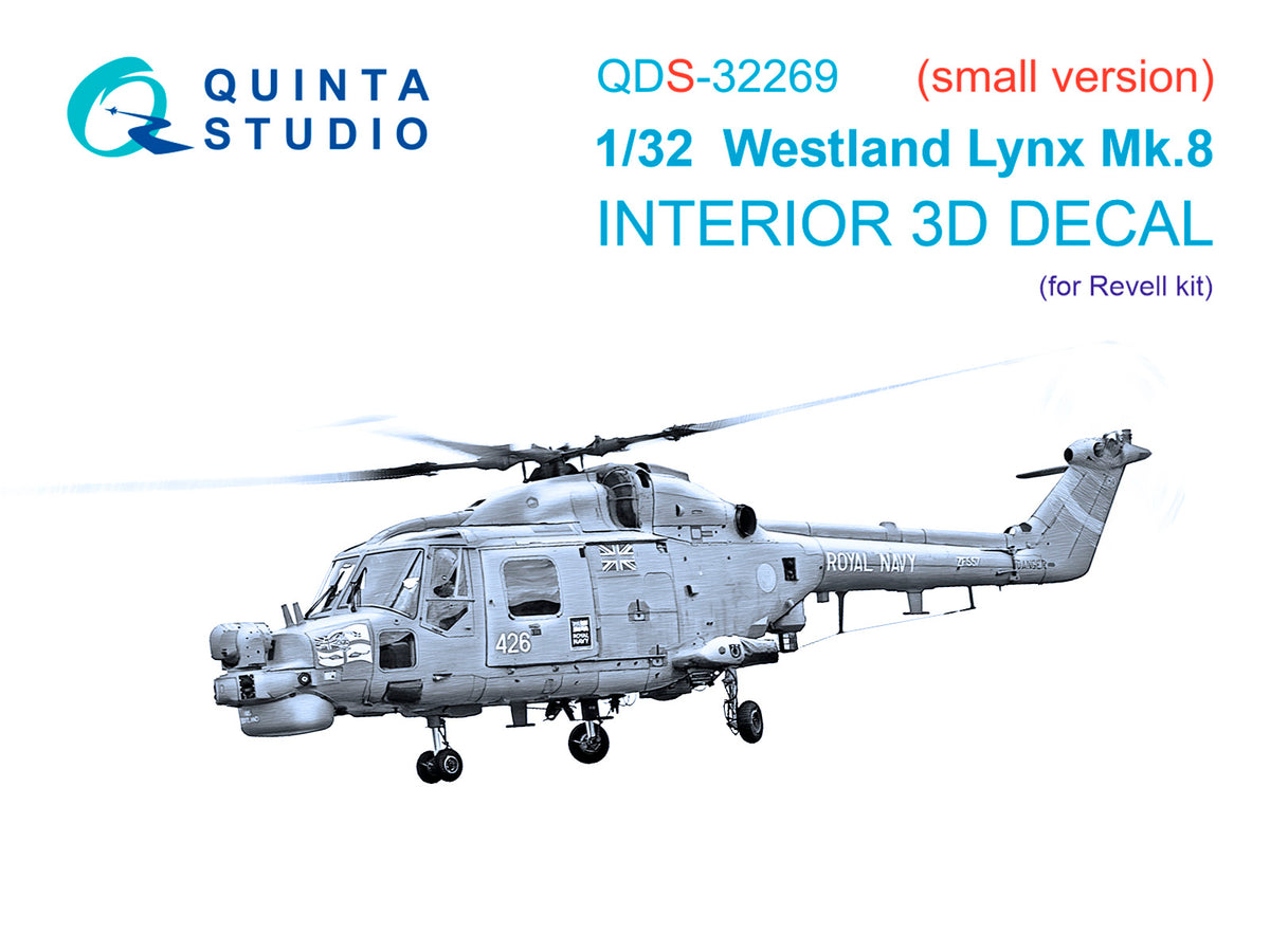 Westland Lynx Mk.8 3D-Printed & coloured Interior on decal paper (designed to be used with Revell kits) (Small version)