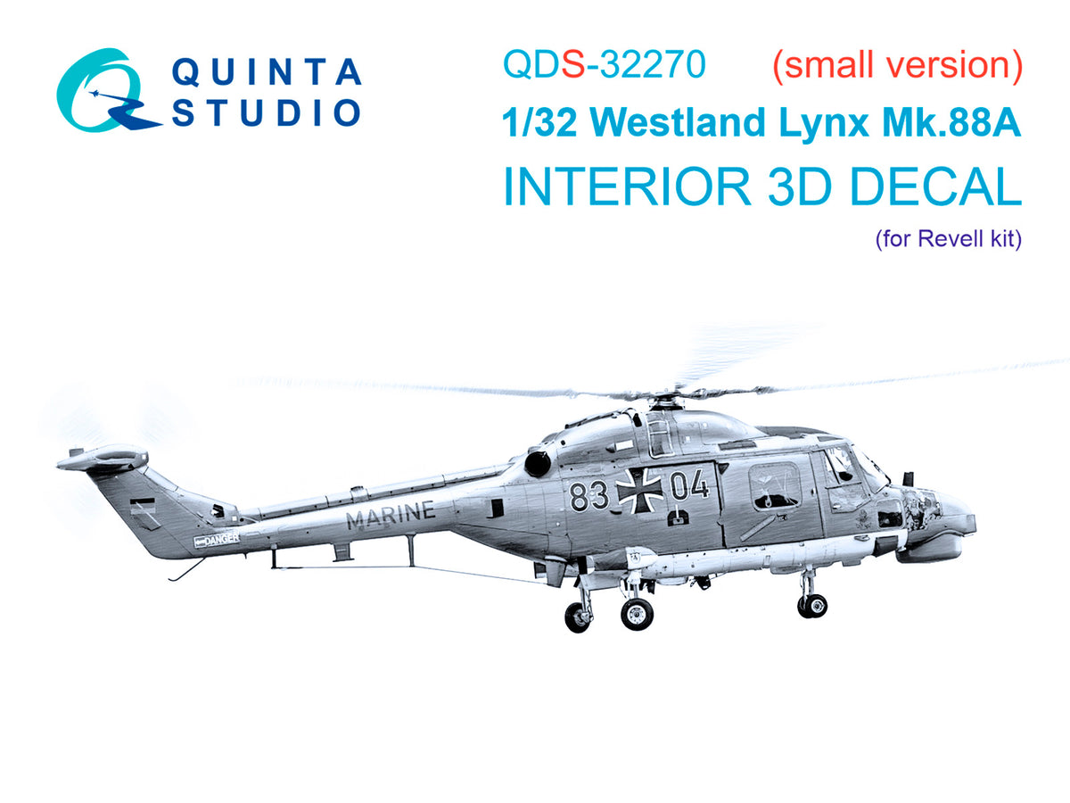 Westland Lynx Mk.88a 3D-Printed & coloured Interior on decal paper (designed to be used with Revell kits) (Small version)