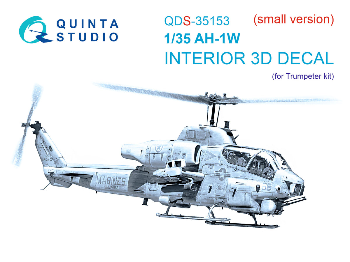 Bell AH-1W 3D-Printed & coloured Interior on decal paper (designed to be used with Trumpeter kits) (Small version)
