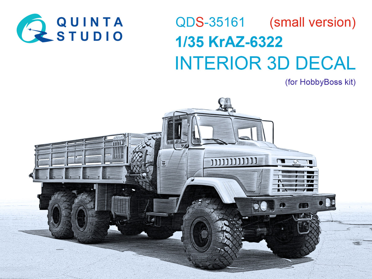 KrAZ-6322 3D-Printed & coloured Interior on decal paper (designed to be used with Hobby Boss kits) (Small version)