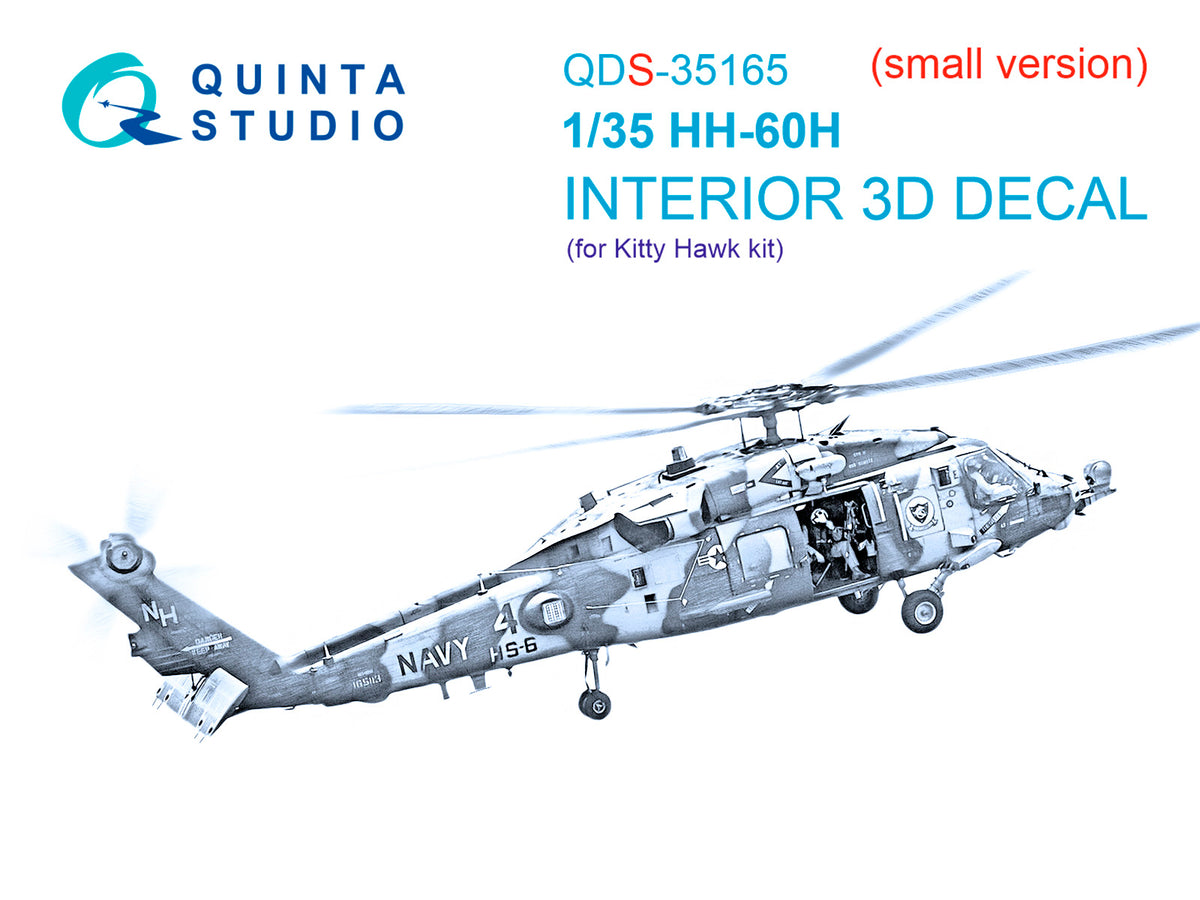 Sikorsky HH-60H Rescue Hawk 3D-Printed & coloured Interior on decal paper (designed to be used with Kitty Hawk Models kits) (Small version)