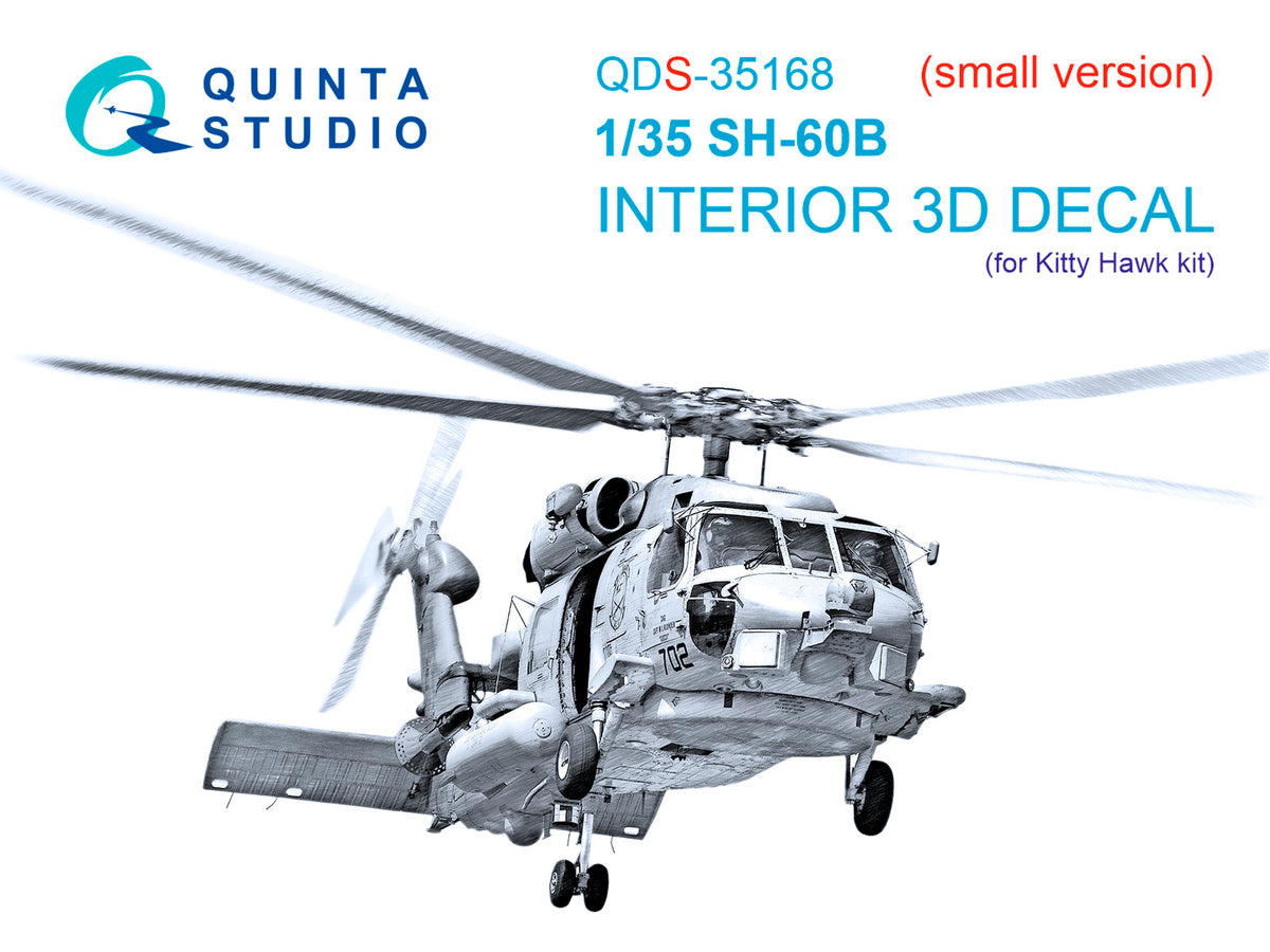 Sikorsky SH-60B Seahawk 3D-Printed & coloured Interior on decal paper (designed to be used with Kitty Hawk Models kits) (Small version)