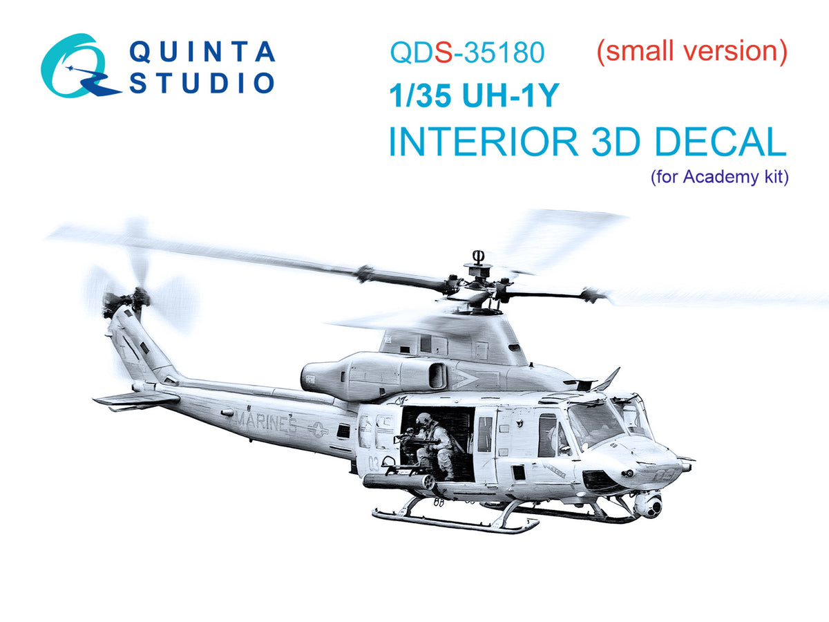 Bell UH-1Y 3D-Printed & coloured Interior on decal paper (designed to be used with Academy kits) (Small version)