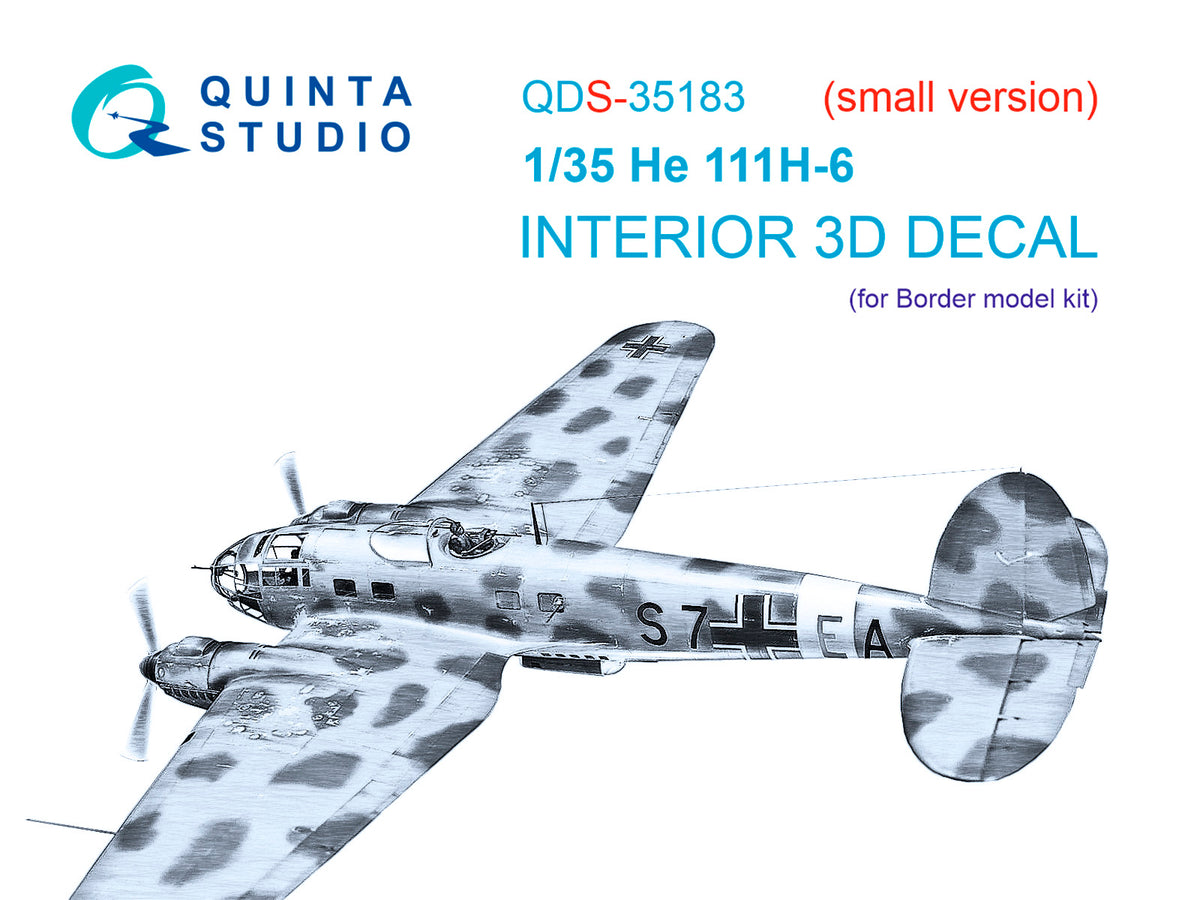 Heinkel He-111H-6 3D-Printed & coloured Interior on decal paper  (designed to be used with Border Model kits)  (Small version)