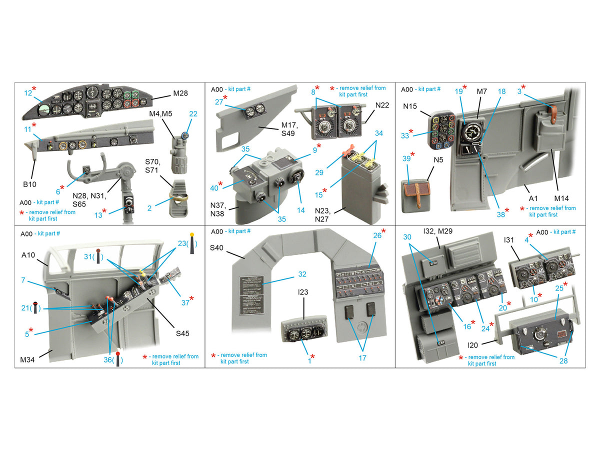 Heinkel He-111H-6 3D-Printed & coloured Interior on decal paper  (designed to be used with Border Model kits)  (Small version)