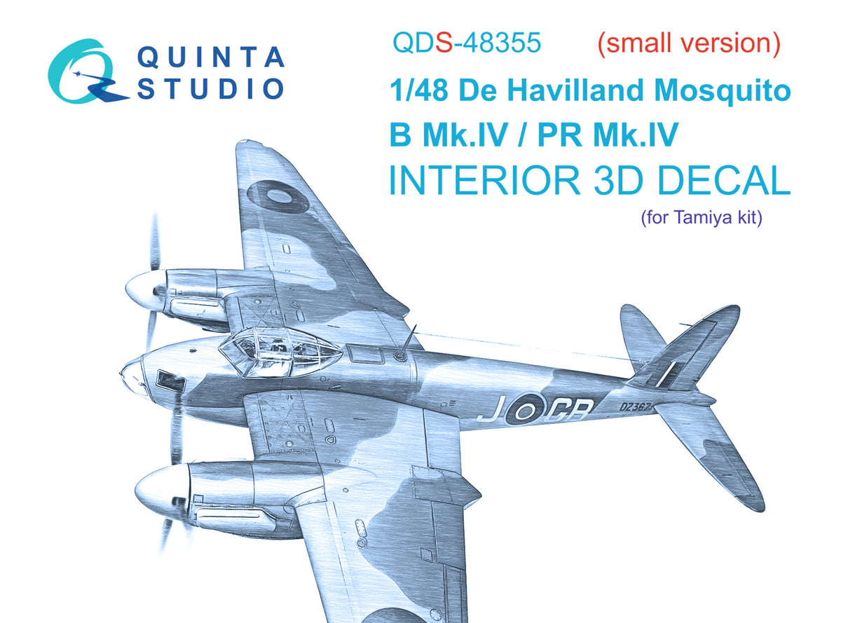de Havilland Mosquito B Mk.IV / PR Mk.IV 3D-Printed coloured Interior on decal paper (designed be used with Tamiya kits) (SMALL VERSION)