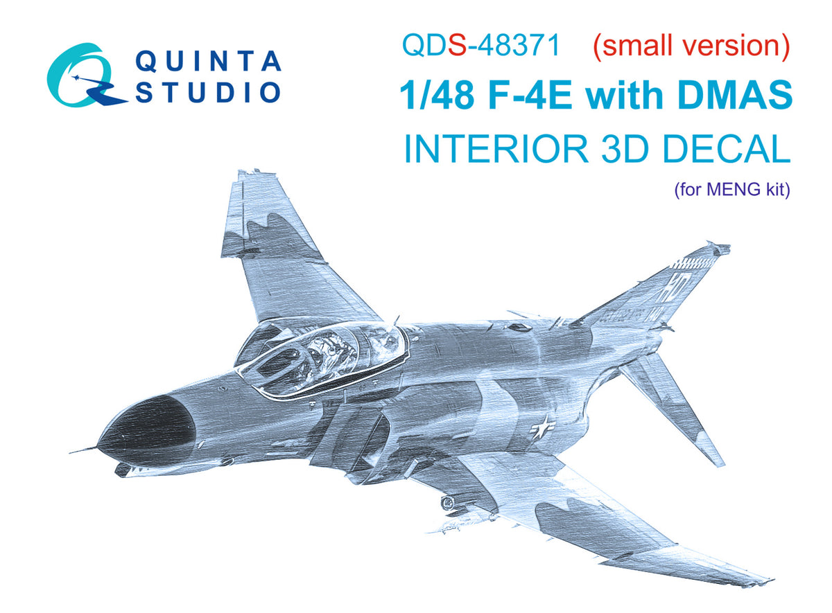 McDonnell F-4E Phantom with DMAS 3D-Printed coloured Interior on decal paper (designed to be used with Meng Model kits) (SMALL VERSION)