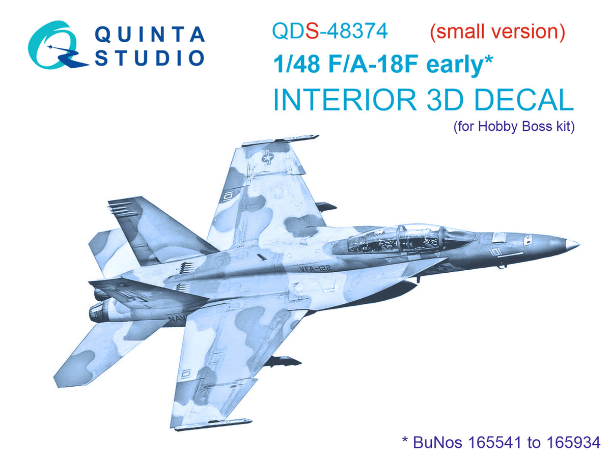 Boeing F/A-18F early 3D-Printed coloured Interior on decal paper (designed to be used with Hobby Boss kits) (SMALL VERSION)