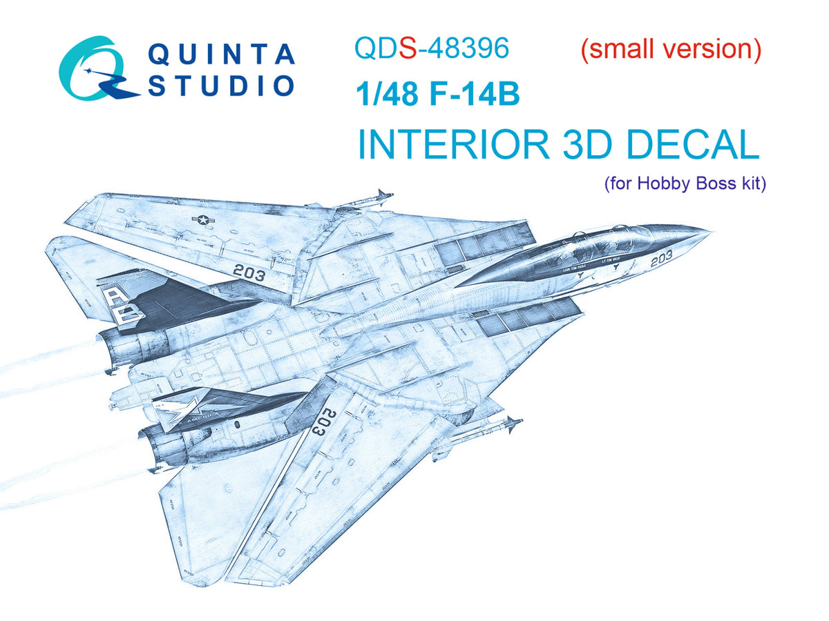 Grumman F-14B Tomcat 3D-Printed coloured Interior on decal paper (designed to be used with Hobby Boss kits)