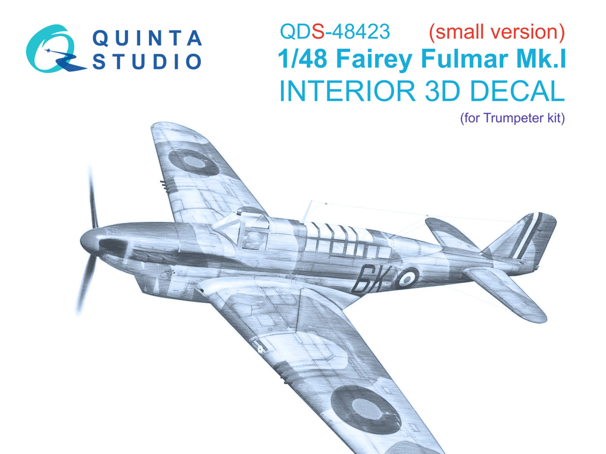 Fairey Fulmar Mk.I 3D-Printed coloured Interior on decal paper (designed to be used with Trumpeter kits) (Small version)
