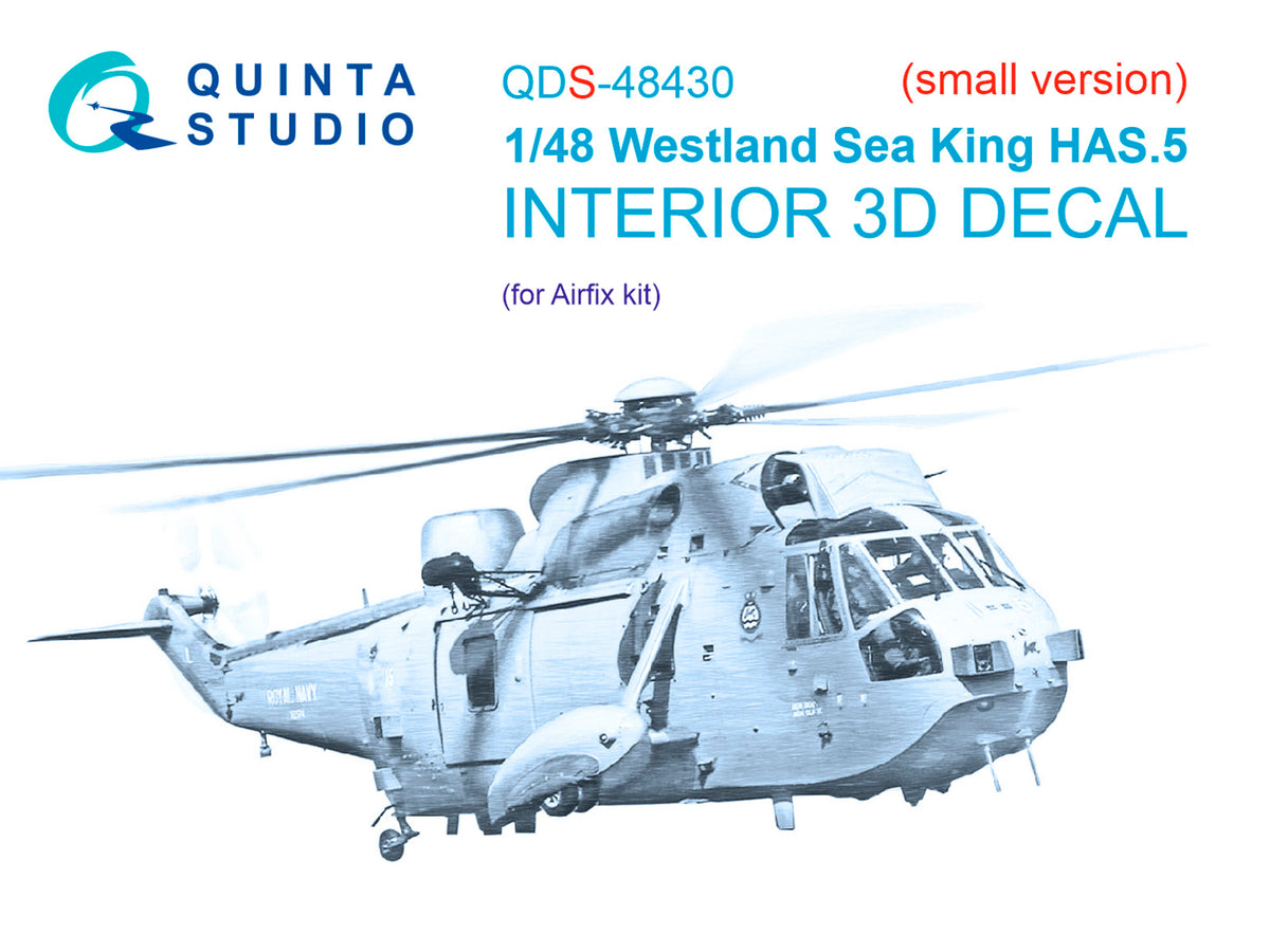 Westland Sea King HAS.5 3D-Printed coloured Interior on decal paper (designed to be used with Airfix kits) (Small version)