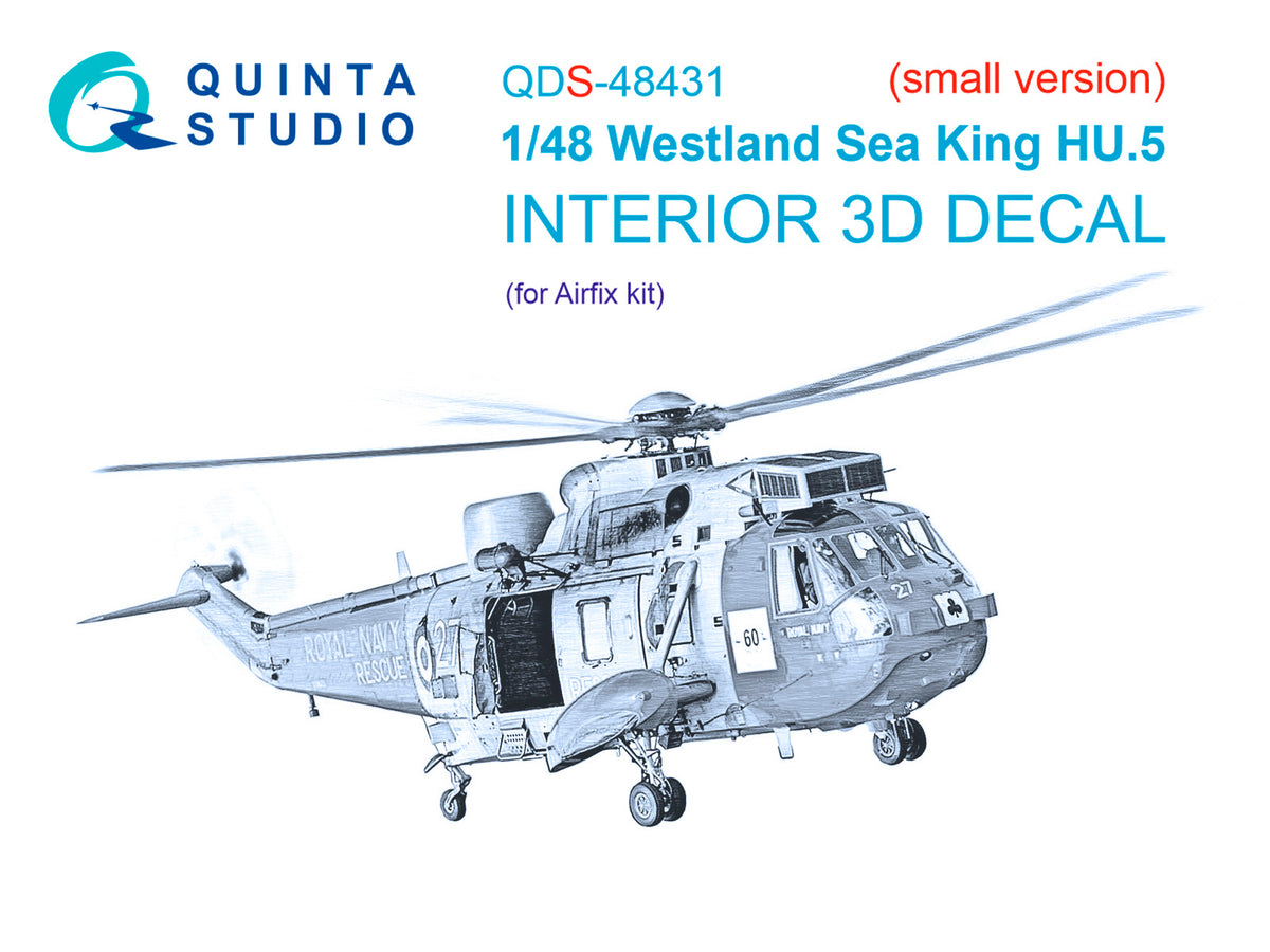 Westland Sea King HU.5 3D-Printed coloured Interior on decal paper (designed to be used with Airfix kits) (Small version)