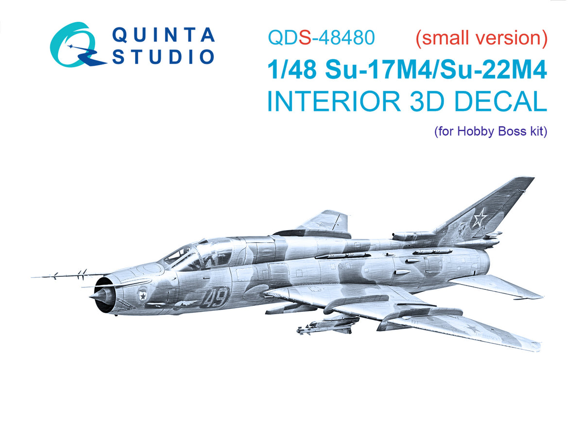Sukhoi Su-17M4/Su-22M4 3D-Printed coloured Interior on decal paper (designed to be used with Hobby Boss kits) (Small version)