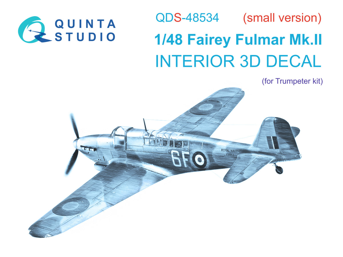 Fairey Fulmar Mk.II 3D-Printed coloured Interior on decal paper (designed to be used with Trumpeter kits) (small version)