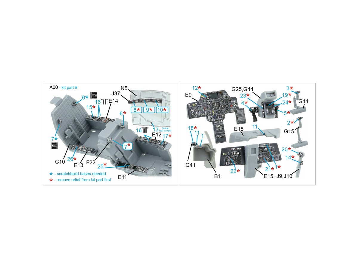 Bell/Boeing AH-64A 3D-Printed & coloured Interior on decal paper (designed to be used with Hasegawa kits) (small version)