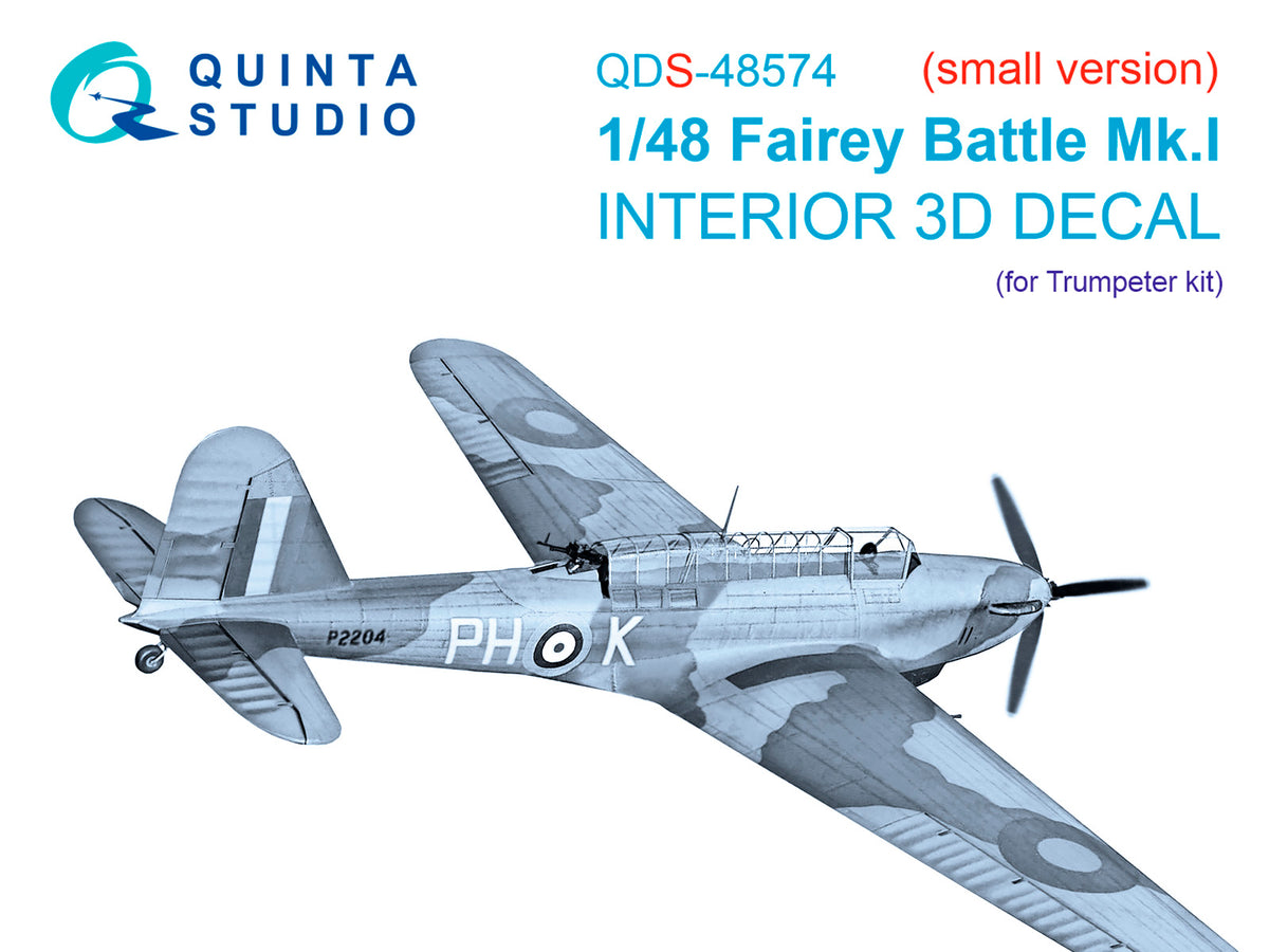 Fairey Battle Mk.I 3D-Printed & coloured Interior on decal paper (designed to be used with Trumpeter kits) (small version)