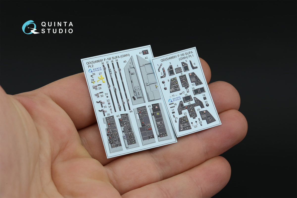 Lockheed-Martin F-16I SUFA 3D-Printed & coloured Interior on decal paper (designed to be used with Great Wall Hobby kits) (Small version)