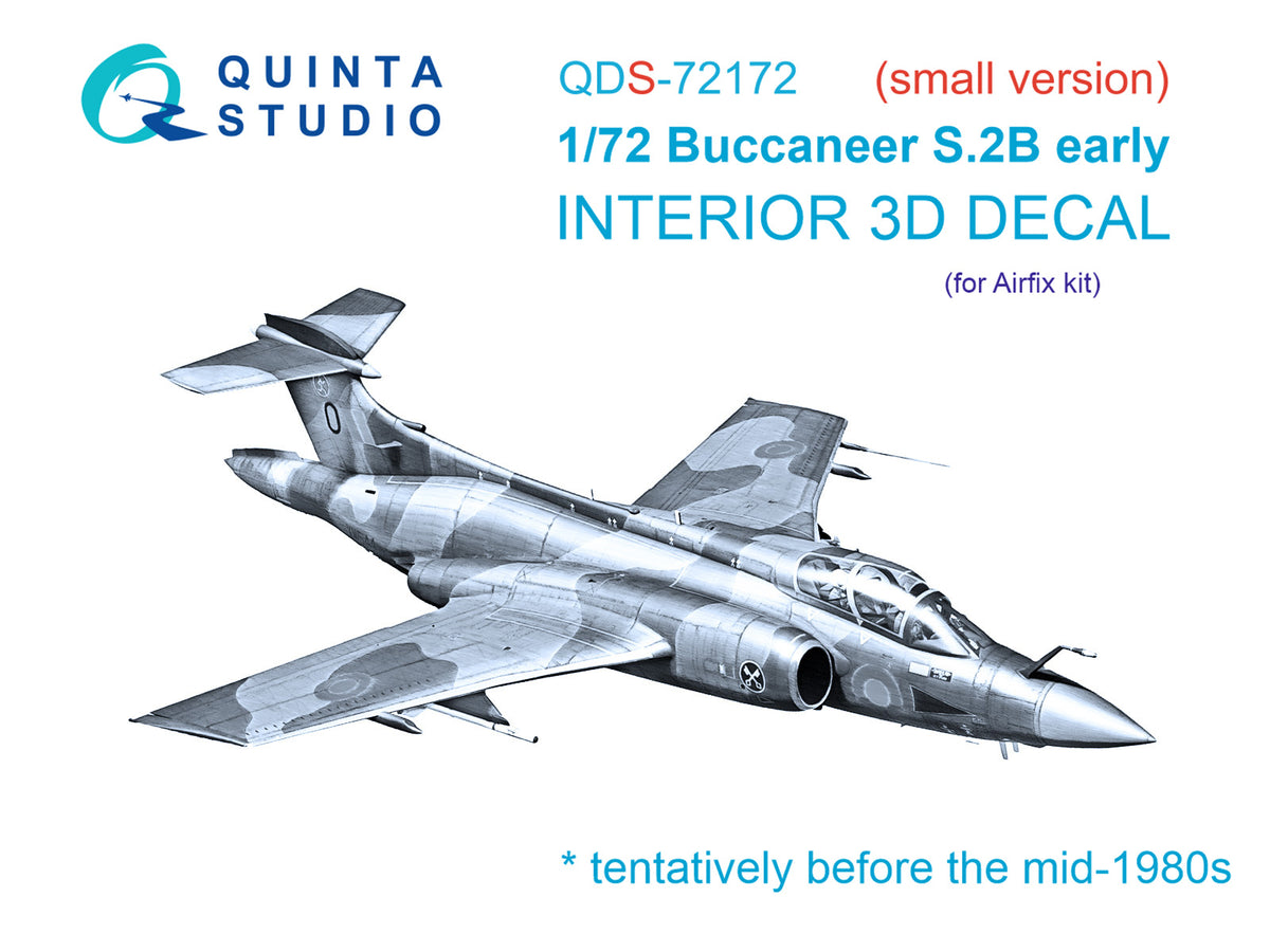 Blackburn Buccanneer S.2B Early 3D-Printed coloured Interior on decal paper (designed to be used with Airfix kits) (small version)