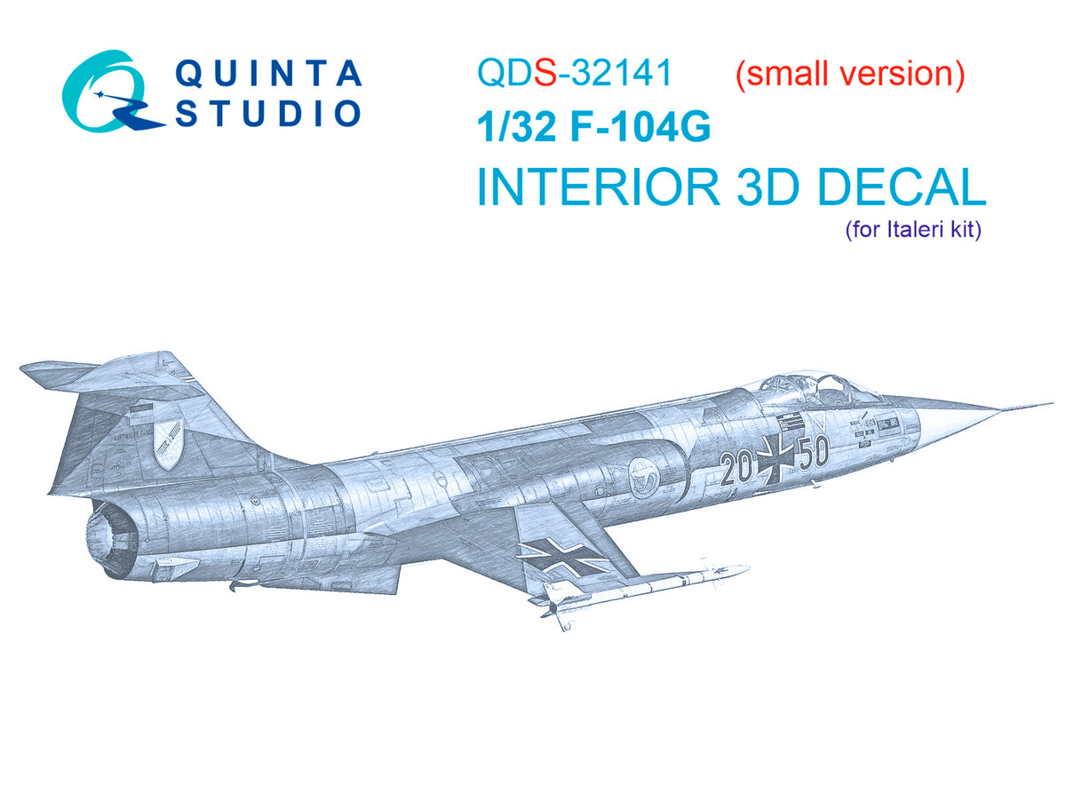 Lockheed F-104G 3D-Printed coloured Interior on decal paper (designed to be used with Italeri kits)(SMALL VERSION)